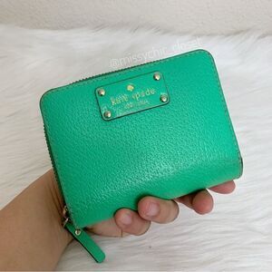 Kate Spade Green Leather Zip Around Wallet